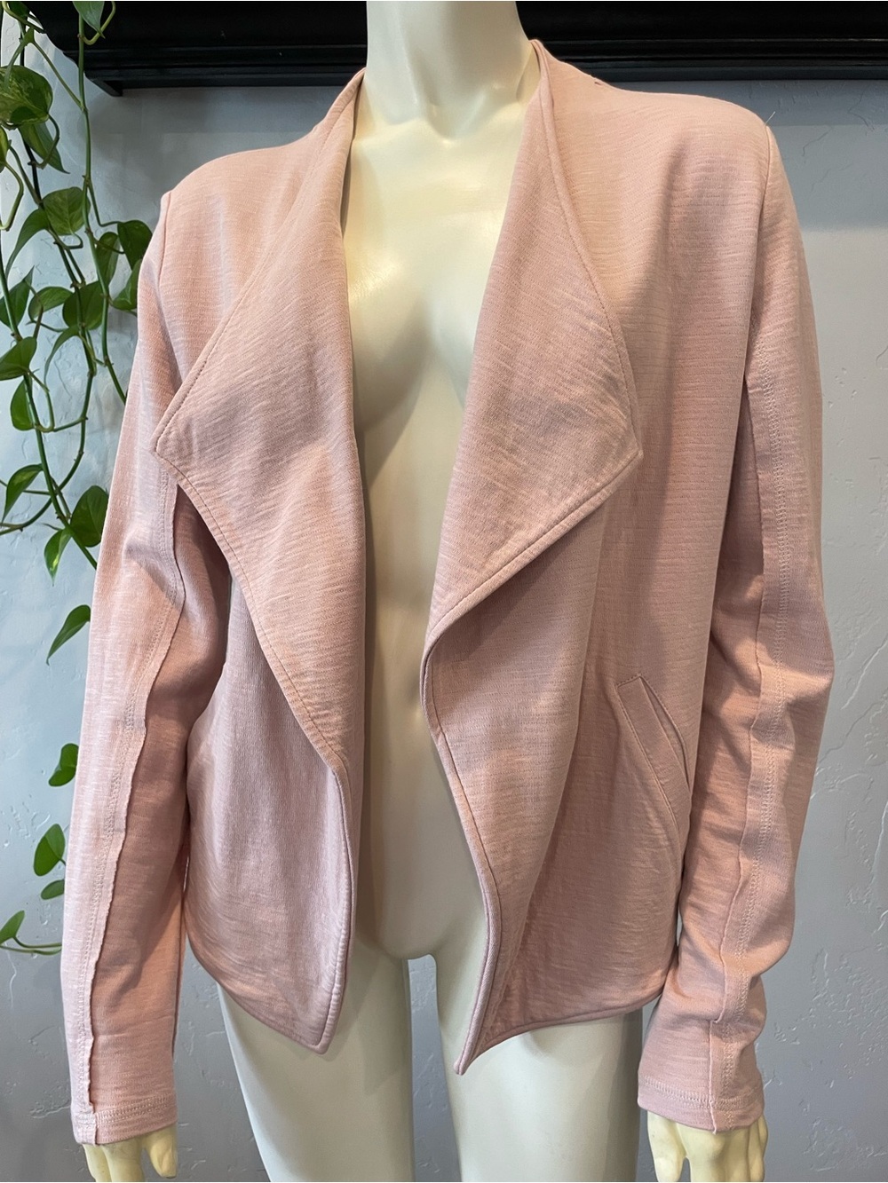 New Caslon 100% cotton draped Open-Front Jacket - Blush Pink S